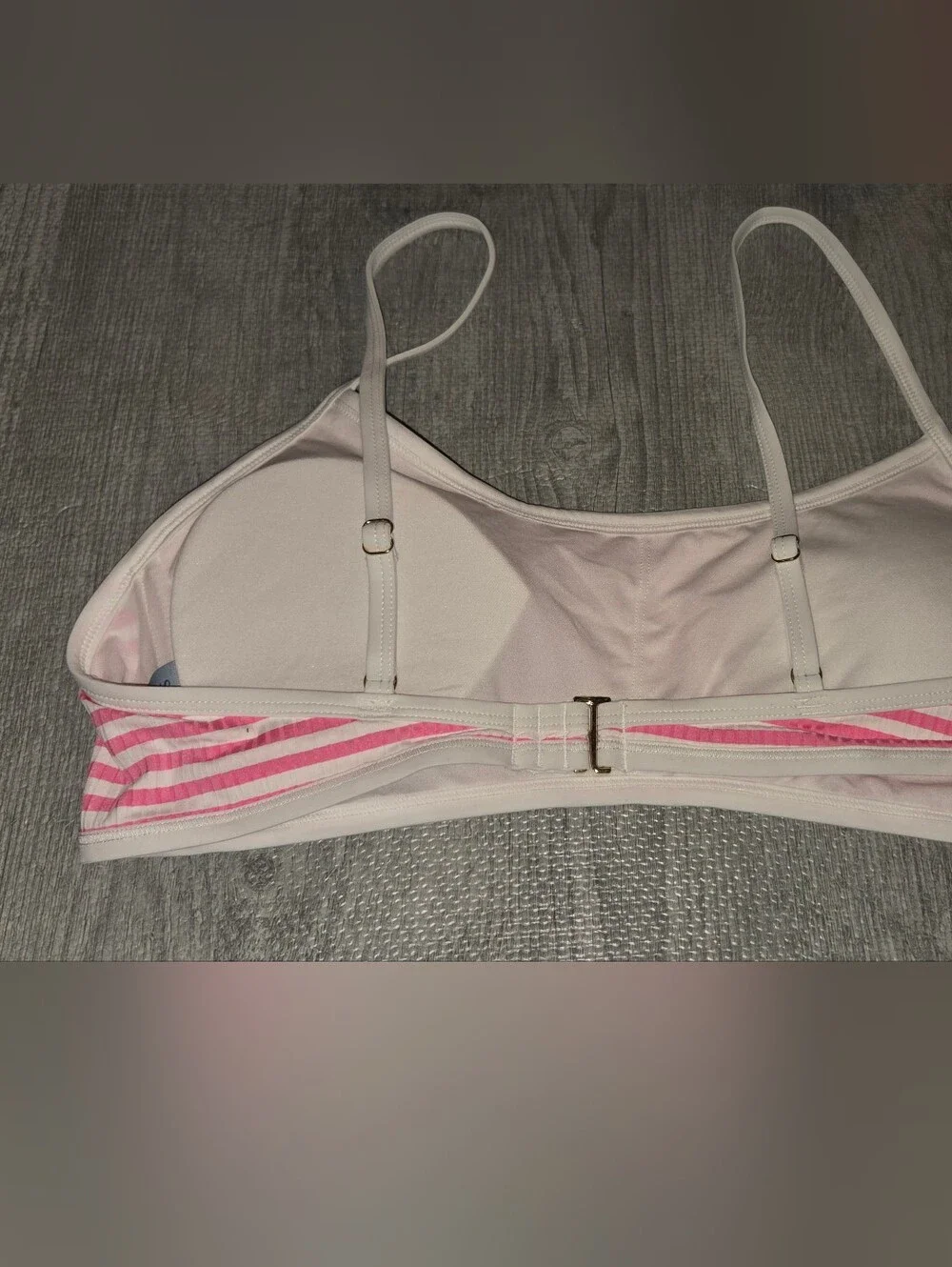 NWOT Shade & Shore Plus Size Pink and White Striped Bikini Bralette Size 16 / XL